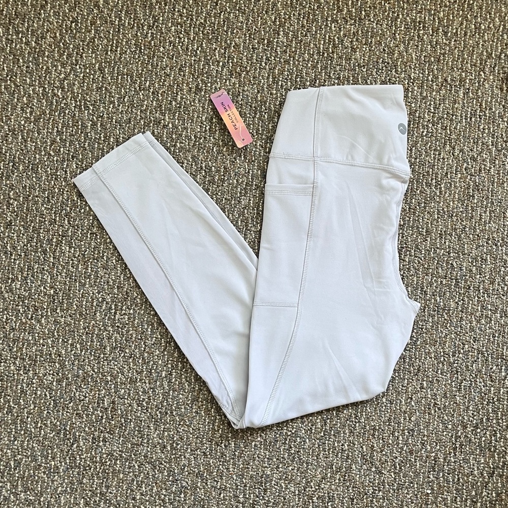 gottex peach skin collection high waisted light grey leggings NWT